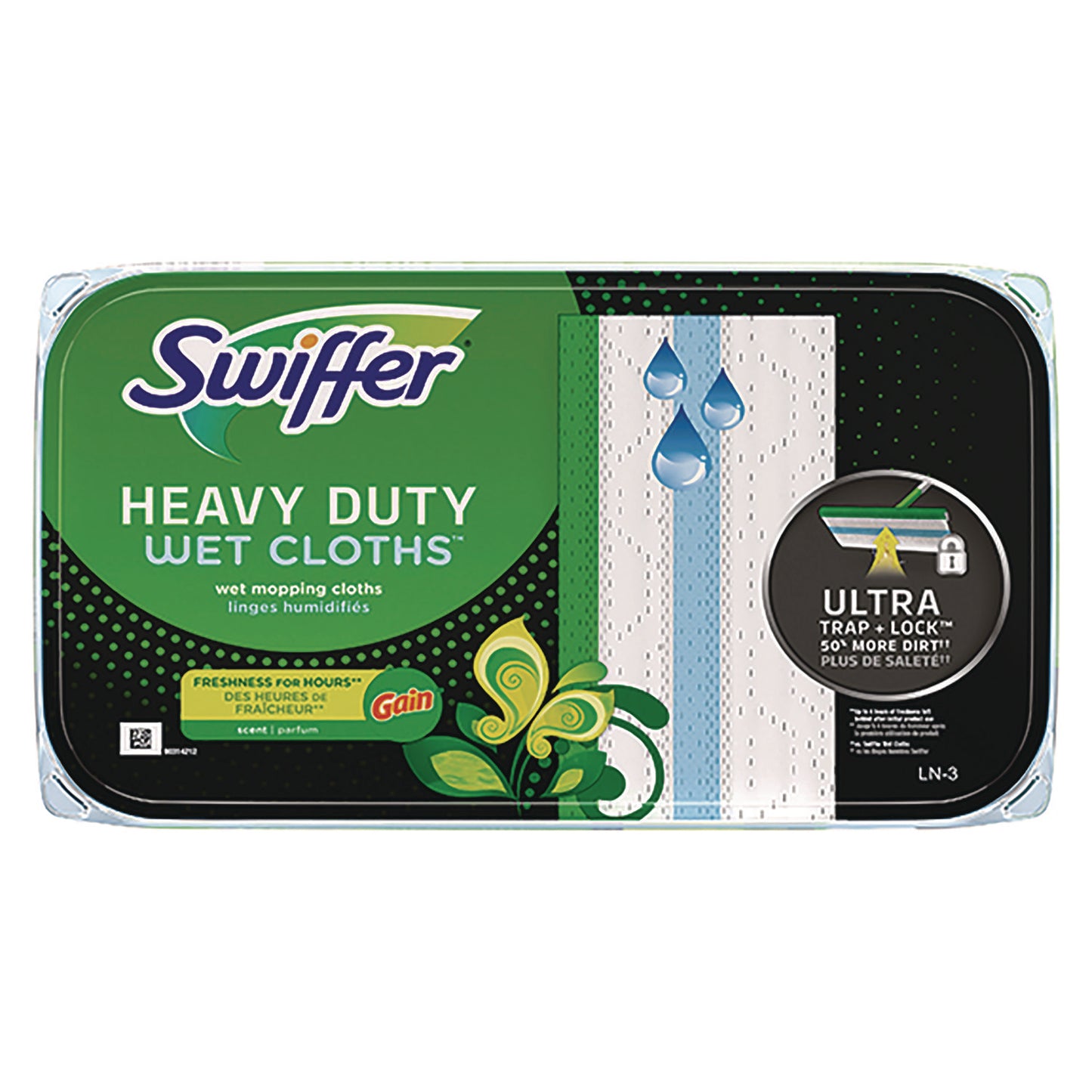 Heavy-Duty Wet Refill Cloths, 8 x 10, Gain Original Scent, White, 10 Cloths/Tub