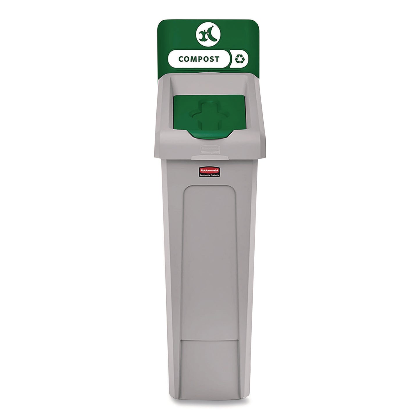 Slim Jim Recycling Station Kit, 1-Stream Compost, 23 gal, Plastic, Green/Gray