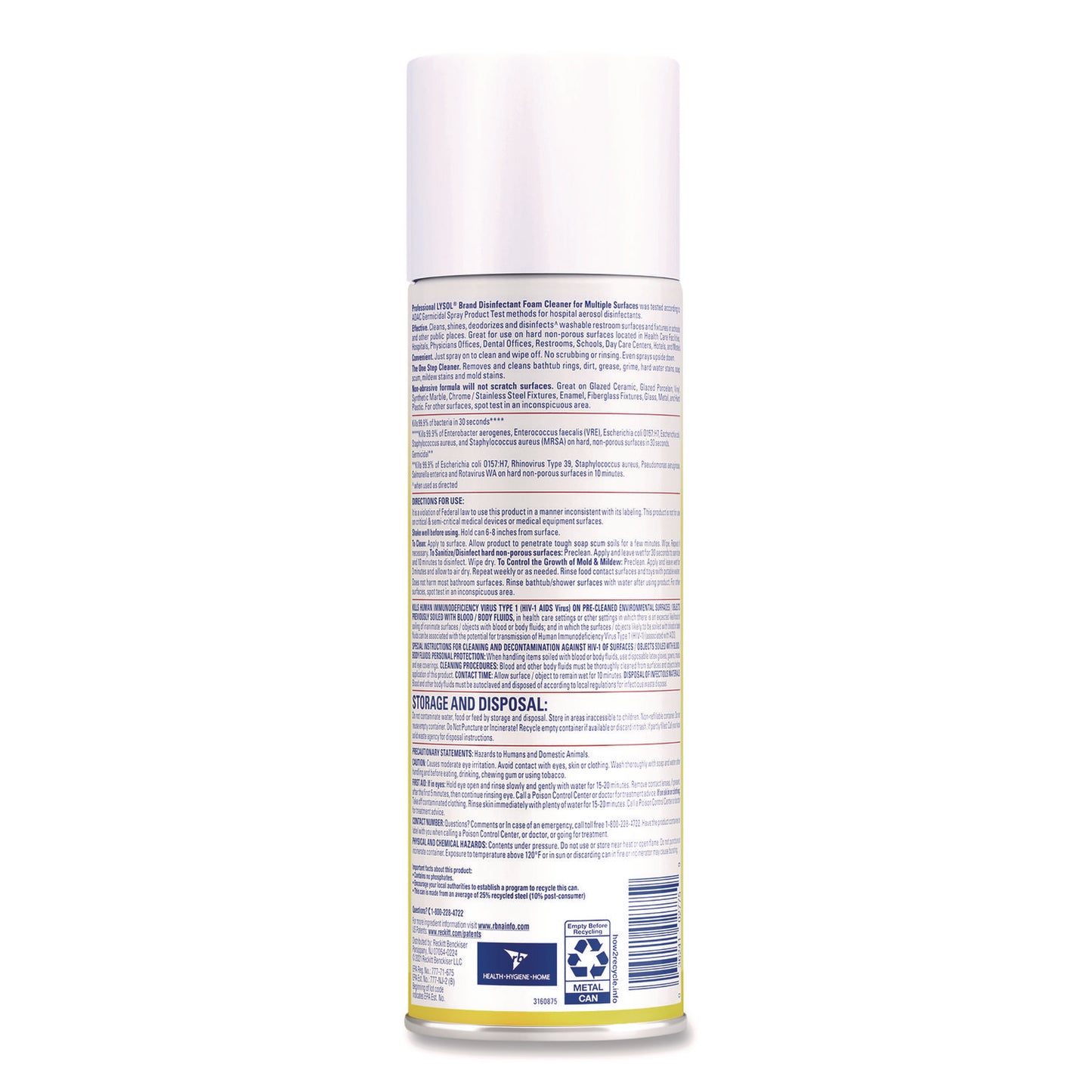 Disinfectant Foam Cleaner, Fresh Scent, 24 oz Aerosol Spray