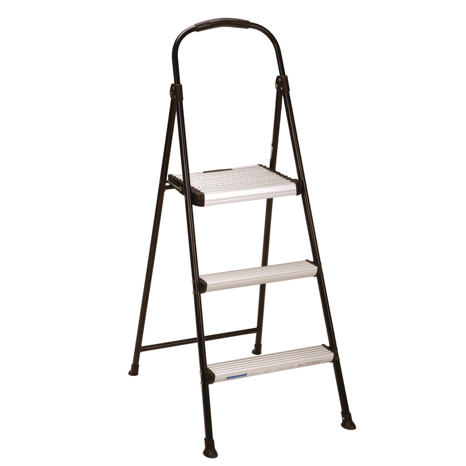 3-Step Stepstool, 250 lb, 28.75" Tall, 28.35" Spread, Black/Silver
