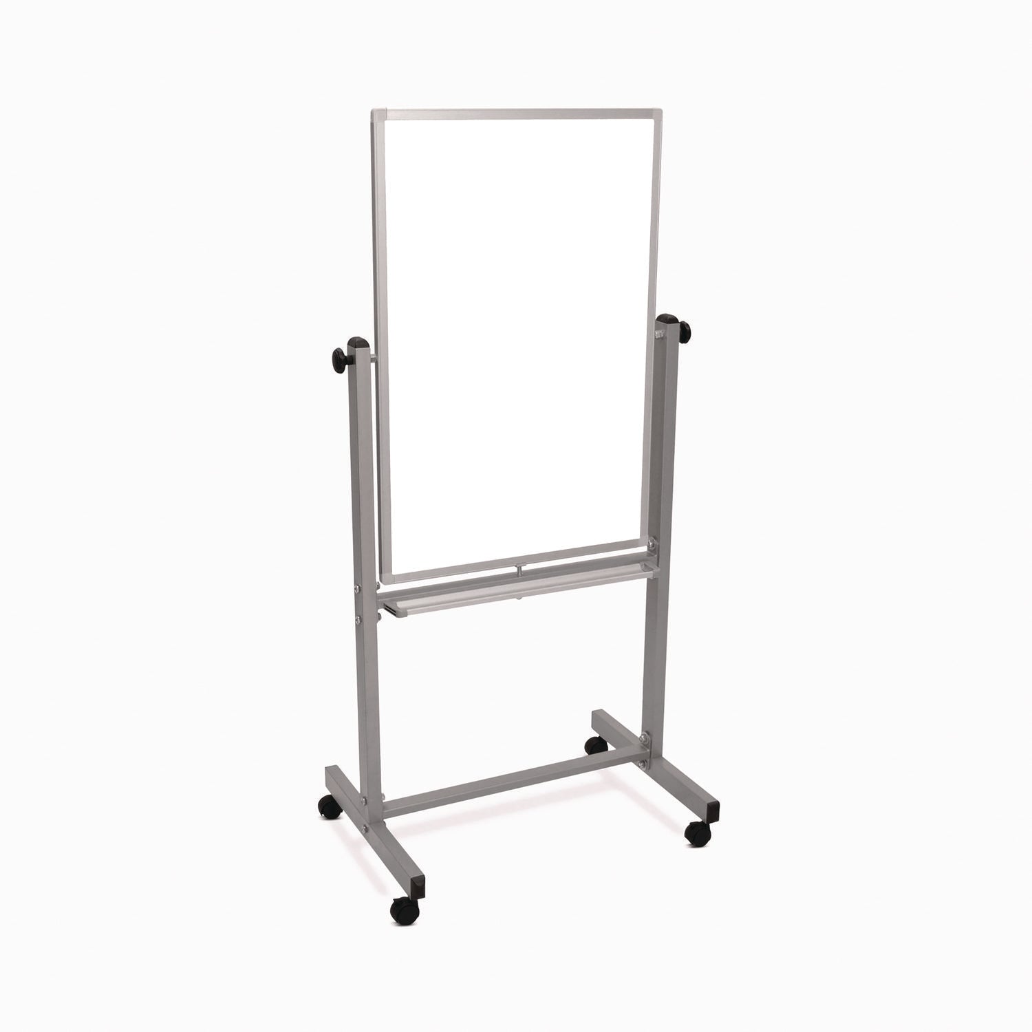 Mobile Magnetic Whiteboard, 24" x 36", White Surface, Satin Aluminum Frame