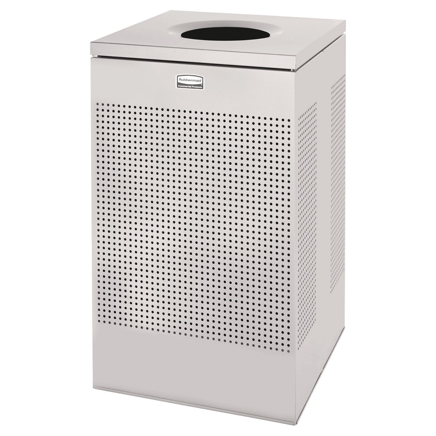 Designer Line Silhouettes Waste Receptacle, 20 gal, Steel, Silver Metallic