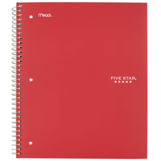 Wirebound Notebook, 1-Subject, Medium/College Rule, Red Cover, (100) 11 x 8.5 Sheets