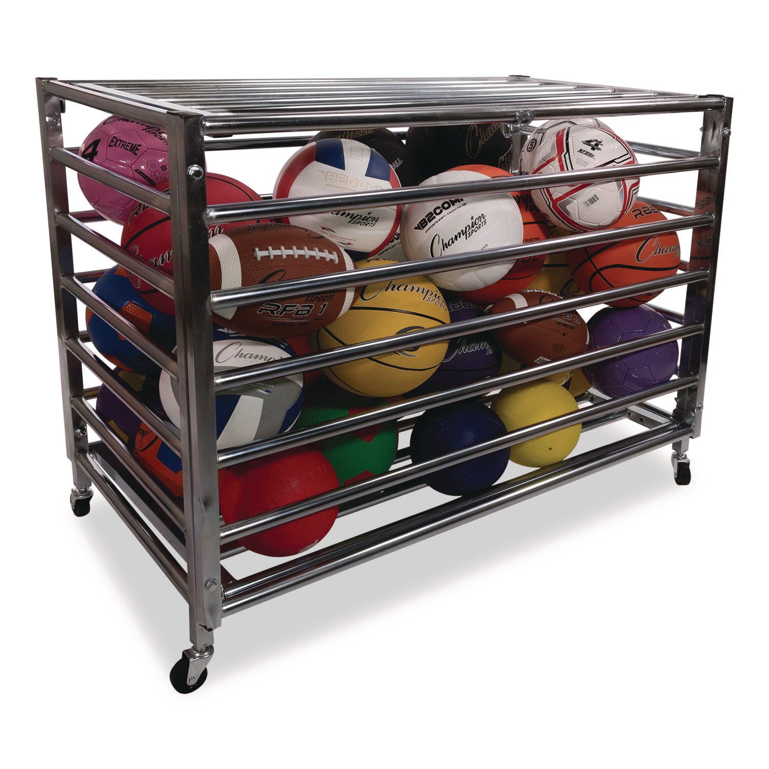 Heavy Duty Lockable Ball Locker, Metal, 132 lb Capacity, 24 x 42 x 30, High-Polish Black