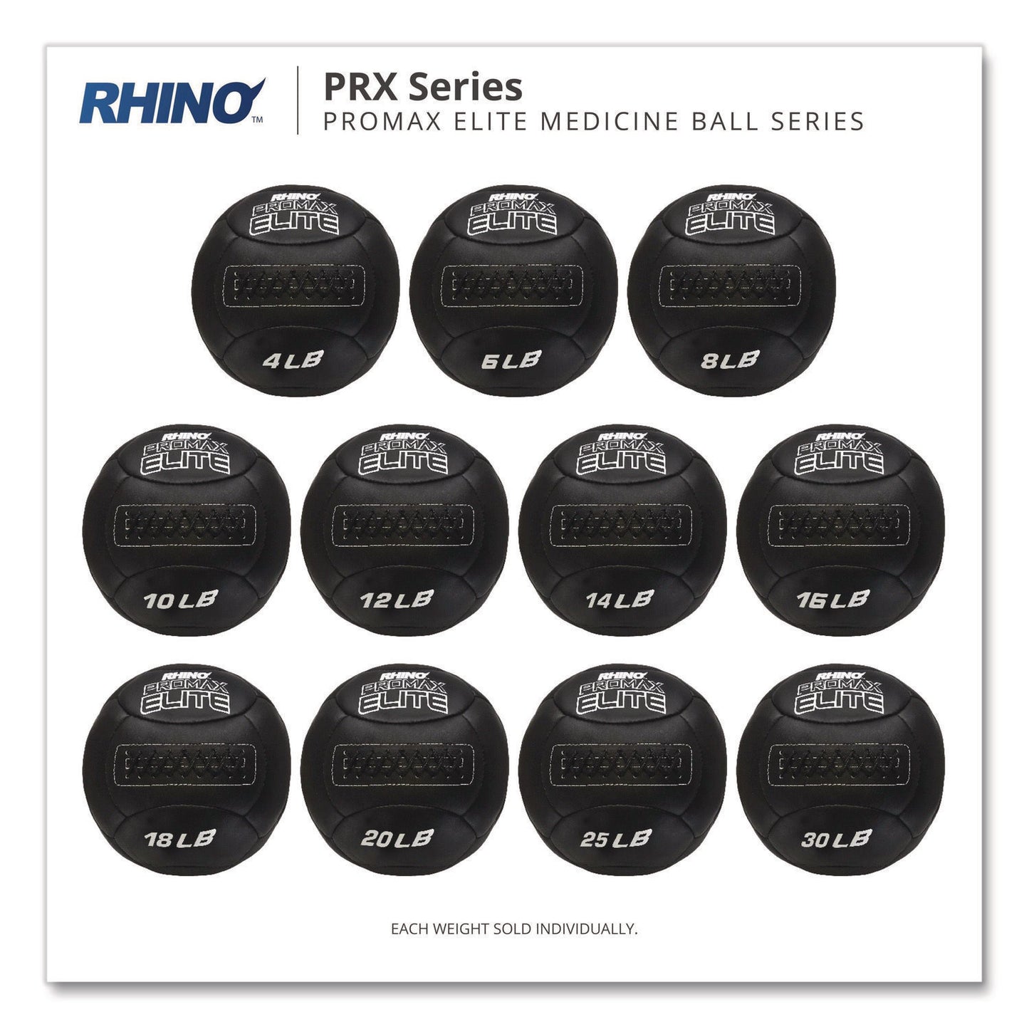 Rhino Promax Elite Medicine Ball, 8 lb, Black