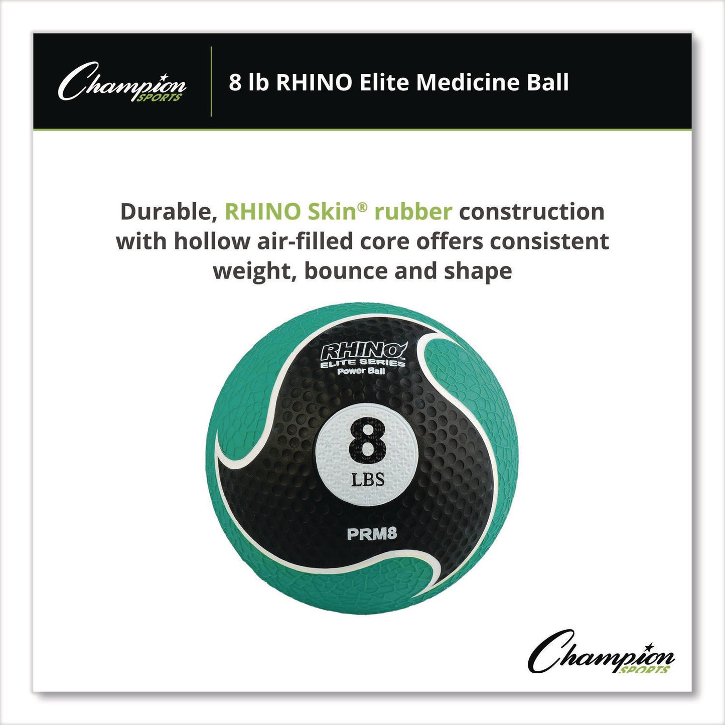 Rhino Elite Medicine Ball, 8 lb, Green
