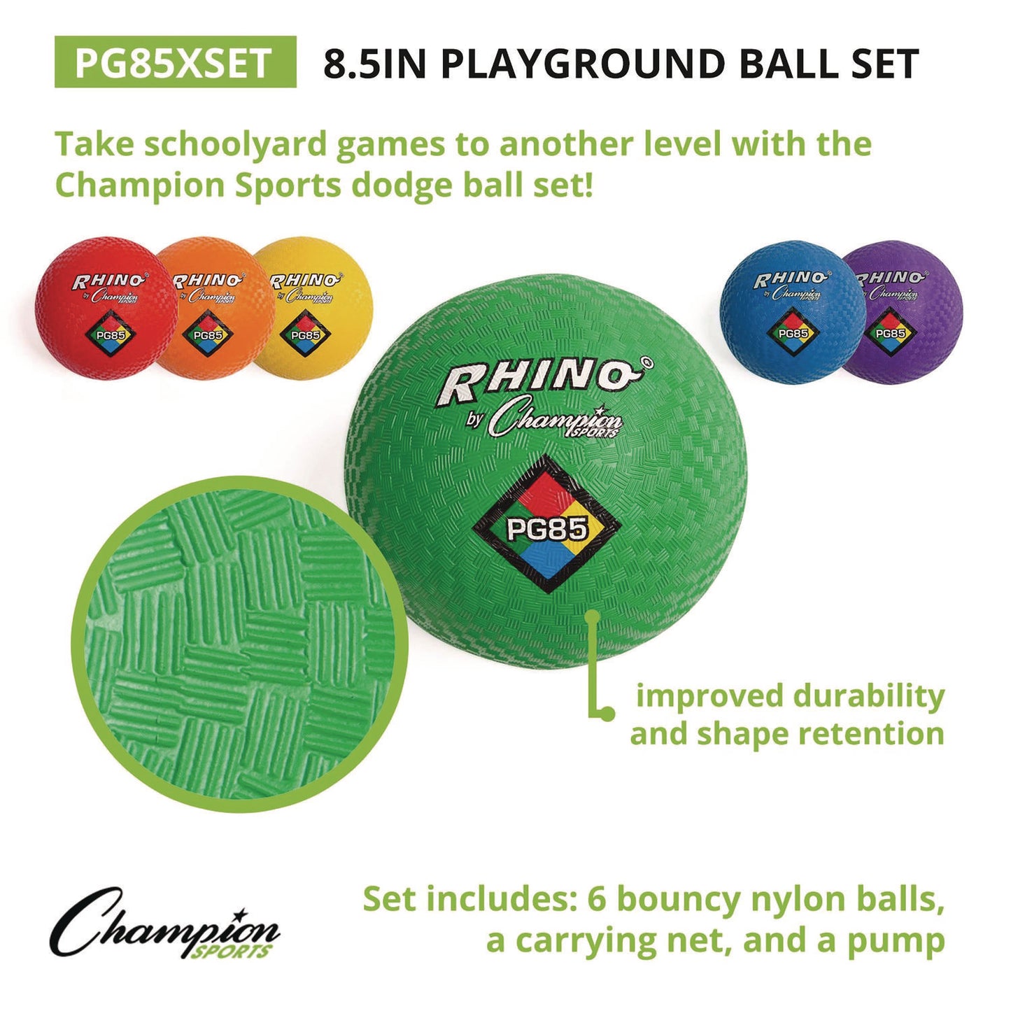 8.5" Playground Ball Set with Air Pump, Assorted Colors, 6/Set