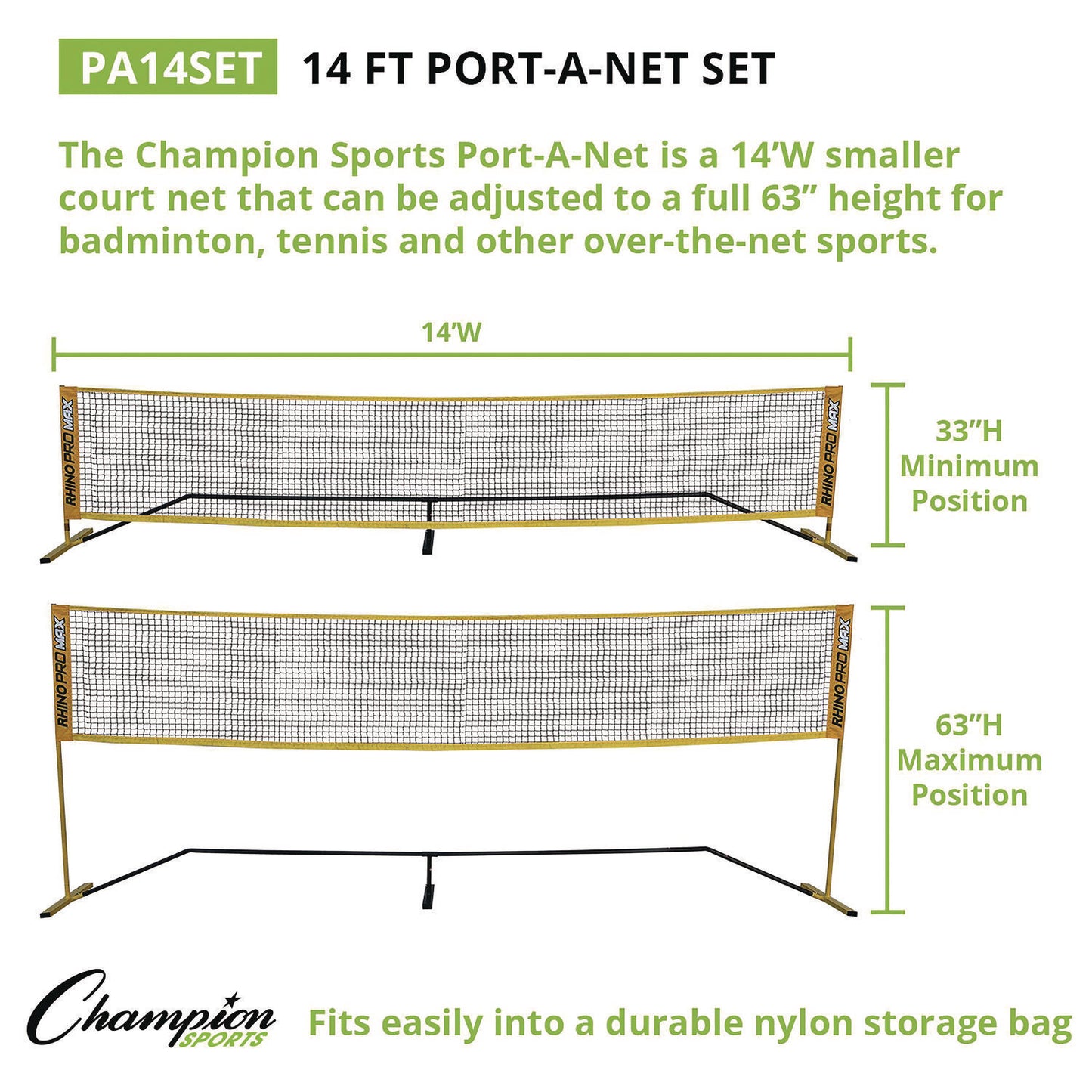 Rhino Port-A-Net Set, 36" to 60" x 168"