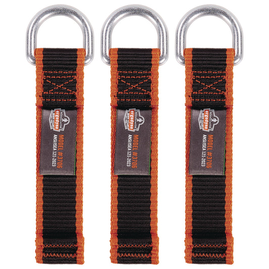 Squids 3706 Web Tool Tether Attachment with D-Ring Tool Tails, 5 lb Max Working Capacity, 5.5" Long, Black, 3/Pack