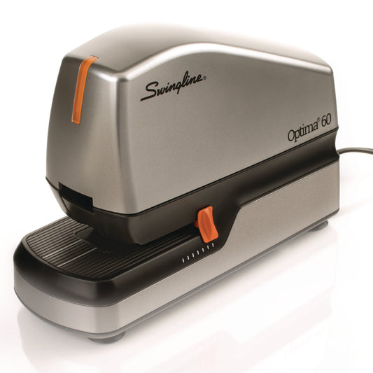 Optima 60 Electric Stapler, 60-Sheet Capacity, Silver/Black/Orange