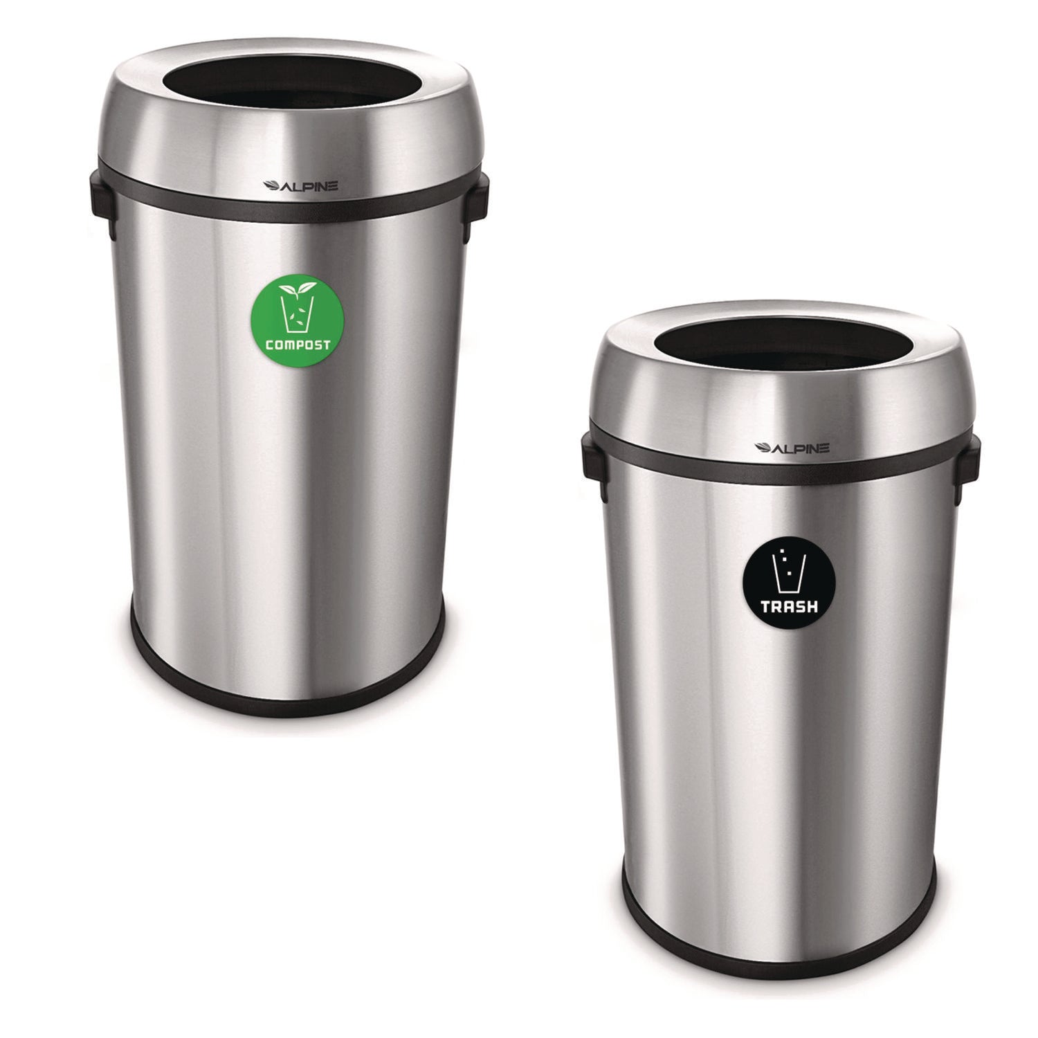 17 Gallon Stainless Steel Open Top Compost and Trash Station