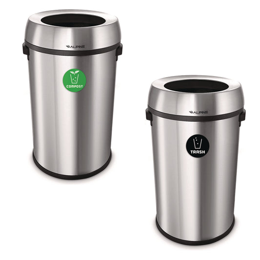 17 Gallon Stainless Steel Open Top Compost and Trash Station
