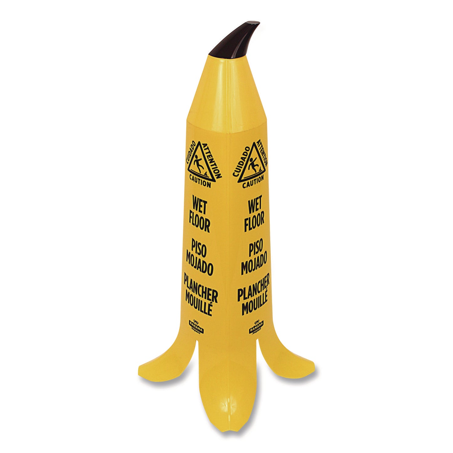 Banana Wet Floor Cones, 14.25 X 14.25 X 36.75, Yellow/brown/black