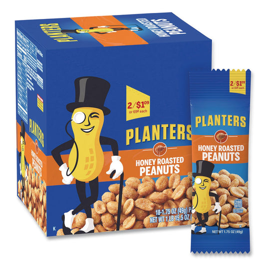 Honey Roasted Peanuts, 1.75 oz Tube, 18/Box