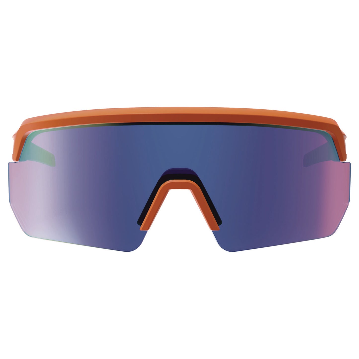 Skullerz AEGIR Anti-Scratch Enhanced Anti-Fog Safety Glasses, Orange Half Frame, Polarized Mirrored Blue Single Lens