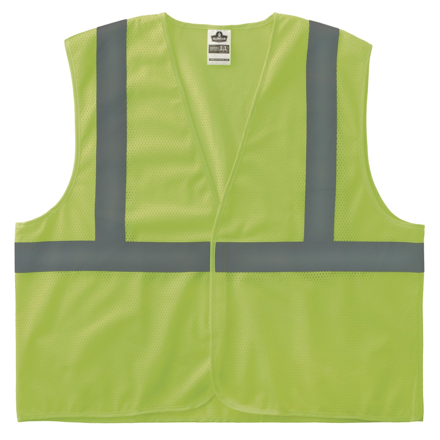 GloWear 8205HL-ECO Class 2 Recycled Hi-Vis Vest, Mesh, Polyester, Large/X-Large, Lime