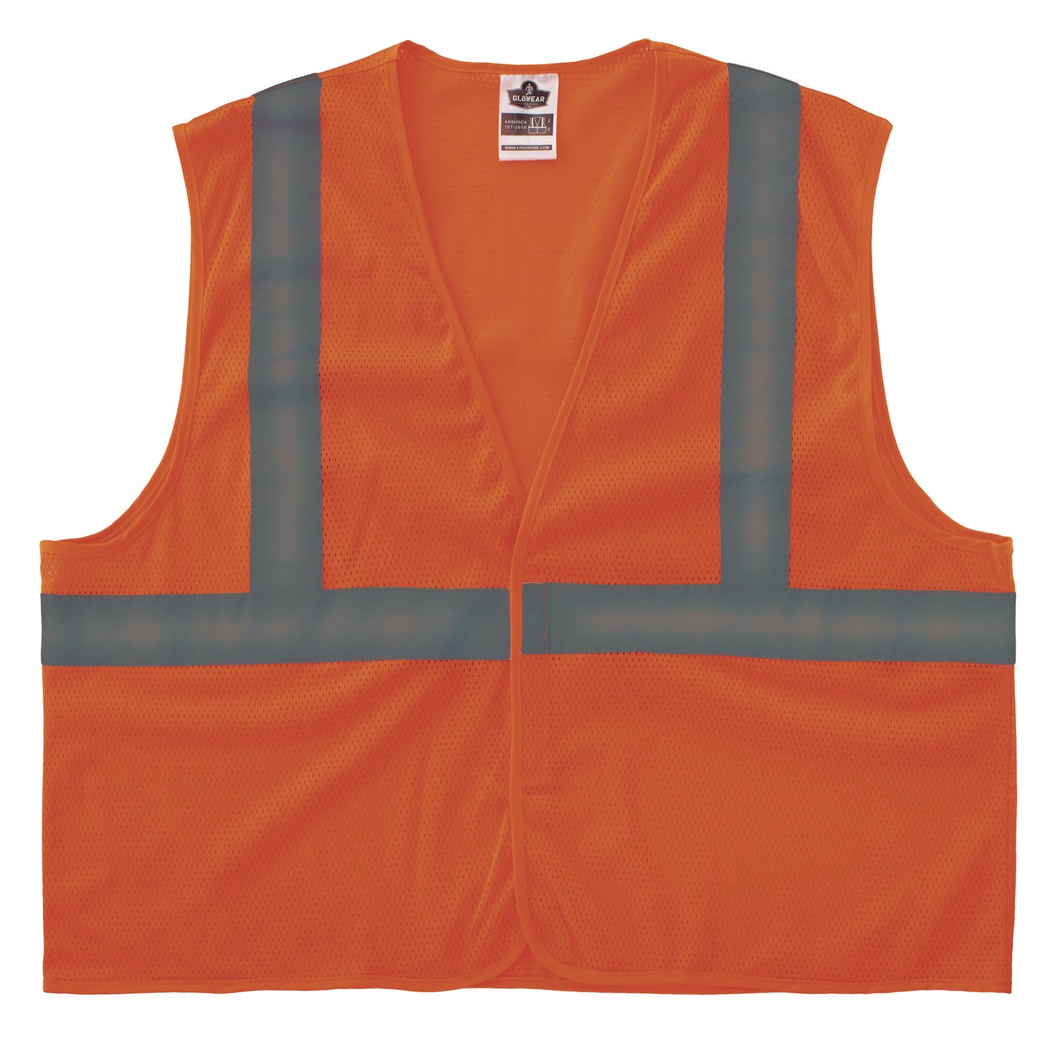 GloWear 8205HL-ECO Class 2 Recycled Hi-Vis Vest, Mesh, Polyester, Small/Medium, Orange