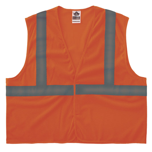 GloWear 8205HL-ECO Class 2 Recycled Hi-Vis Vest, Mesh, Polyester, Small/Medium, Orange