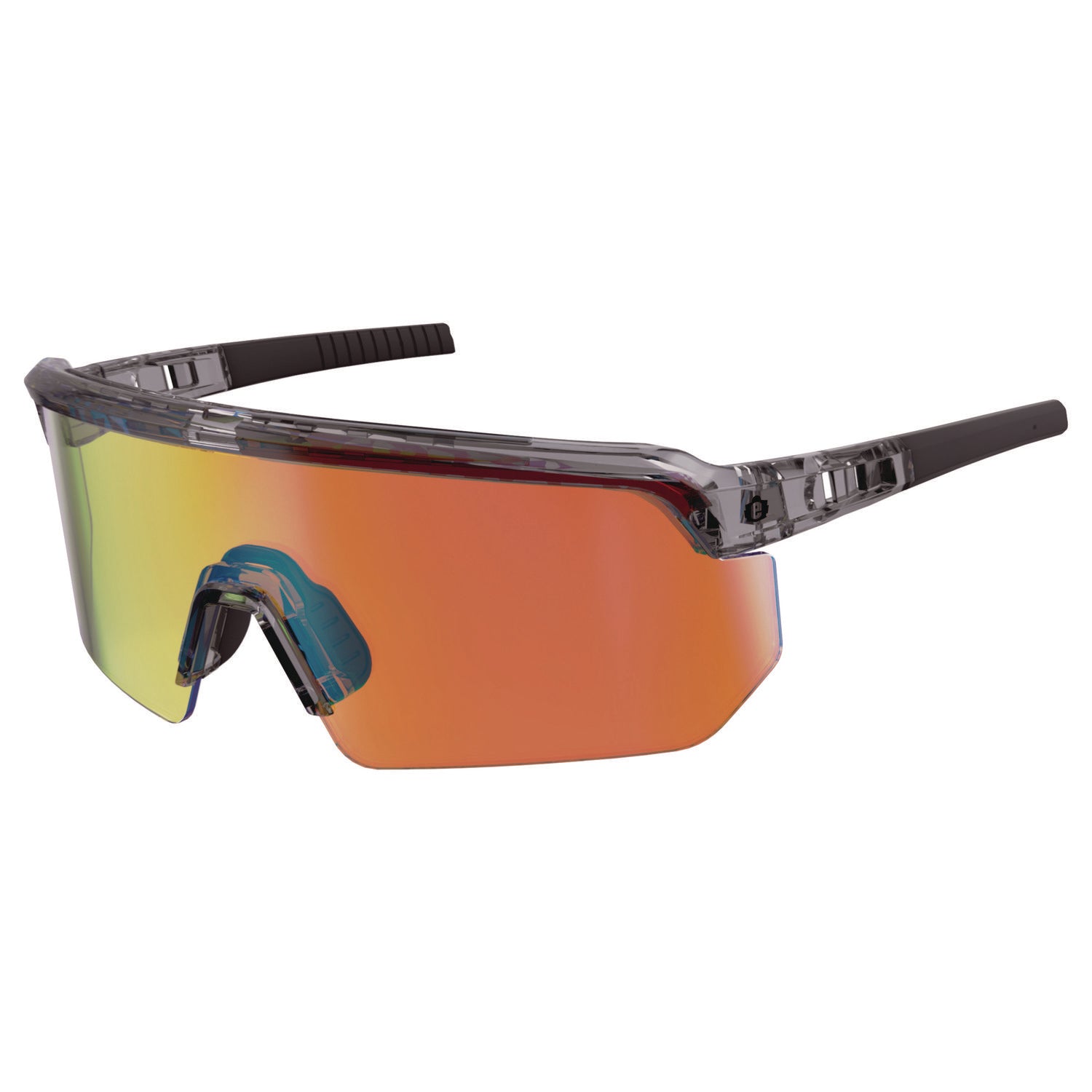 Skullerz AEGIR Anti-Scratch Enhanced Anti-Fog Safety Glasses, Clear Smoke Half Frame, Polarized Mirrored Orange Single Lens