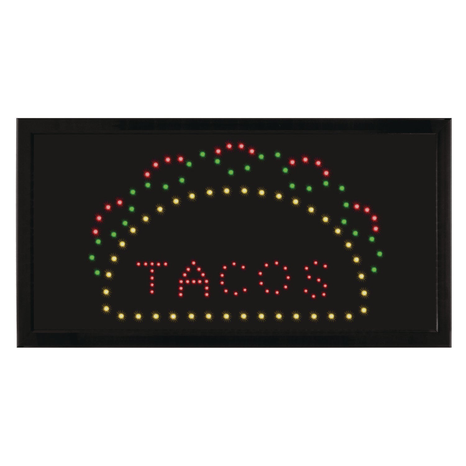 LED Rectangular TACO Sign, 19 x 10, Black Frame, Green/Red/Yellow Graphics