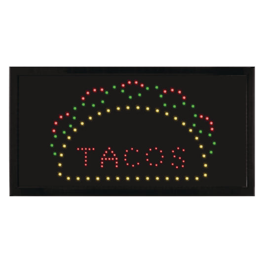 LED Rectangular TACO Sign, 19 x 10, Black Frame, Green/Red/Yellow Graphics