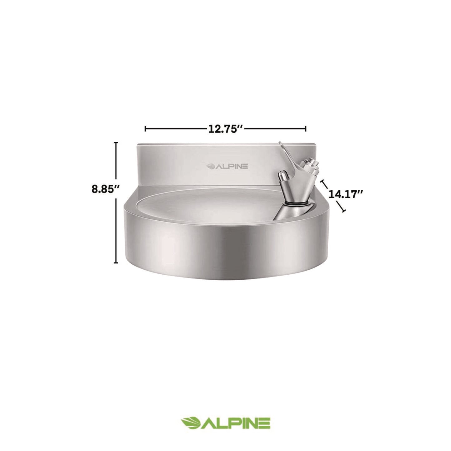 Wall-Mounted Indoor/Outdoor Water Fountain, Single-Level, Non-Filtered, Non-Refrigerated, Silver