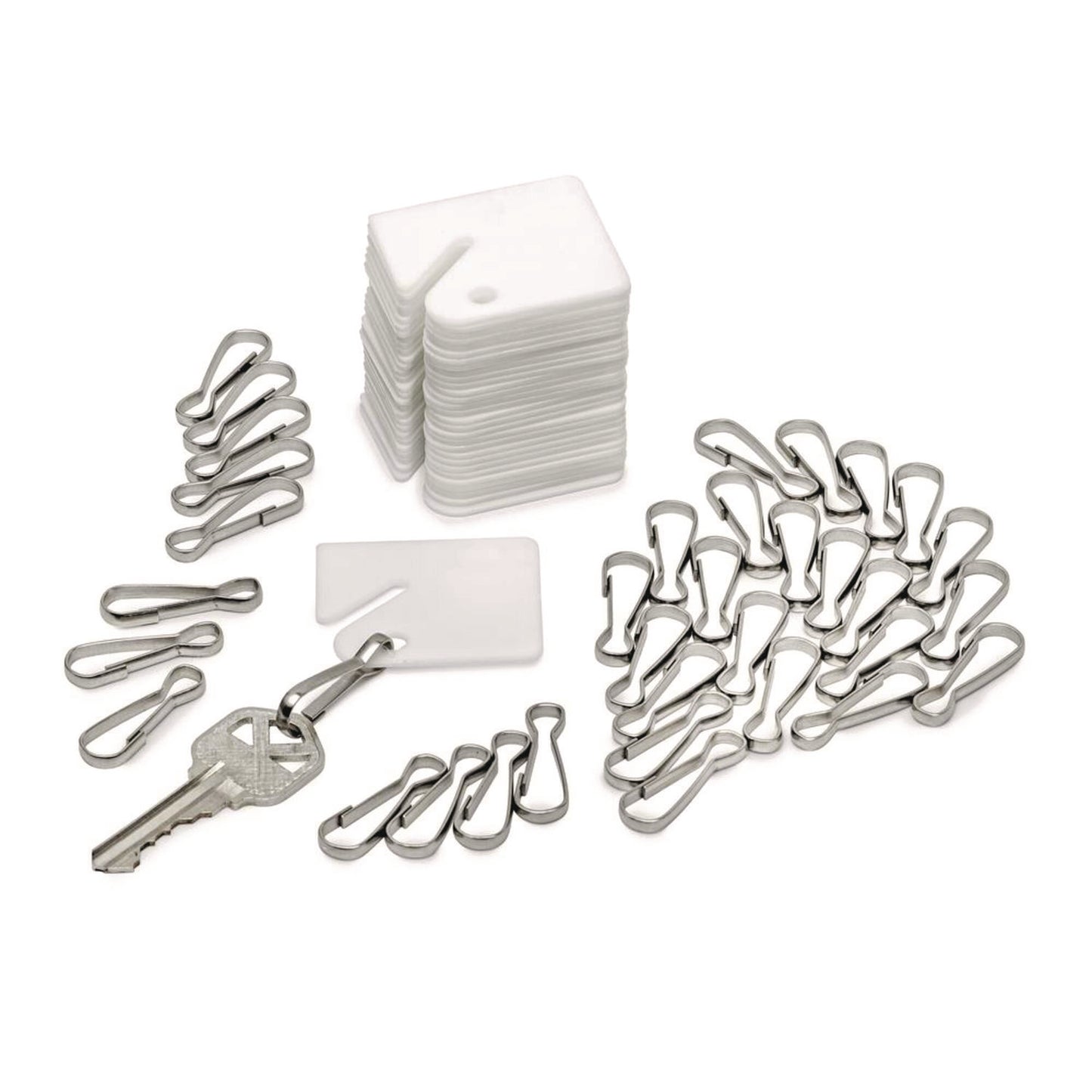 Plastic Identification Key Tags, White, 100/Pack