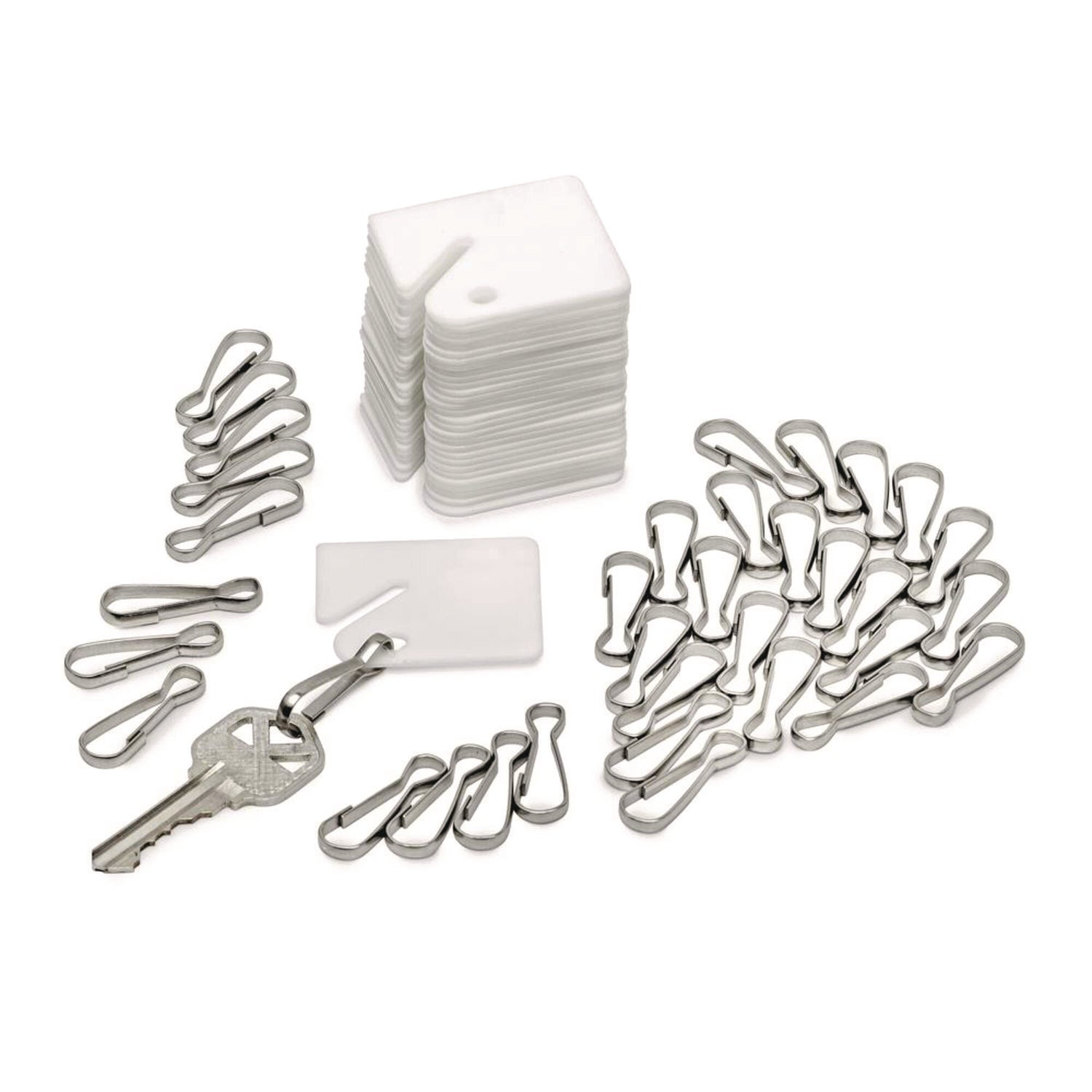 Plastic Identification Key Tags, White, 100/Pack