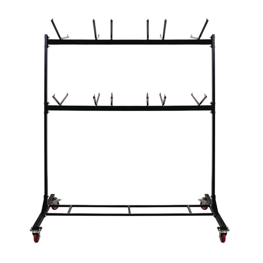Steel Folding Chair Two-Tier Utility Cart, Metal, 1,000 lb Capacity, 33 x 65 x 68.5, Black