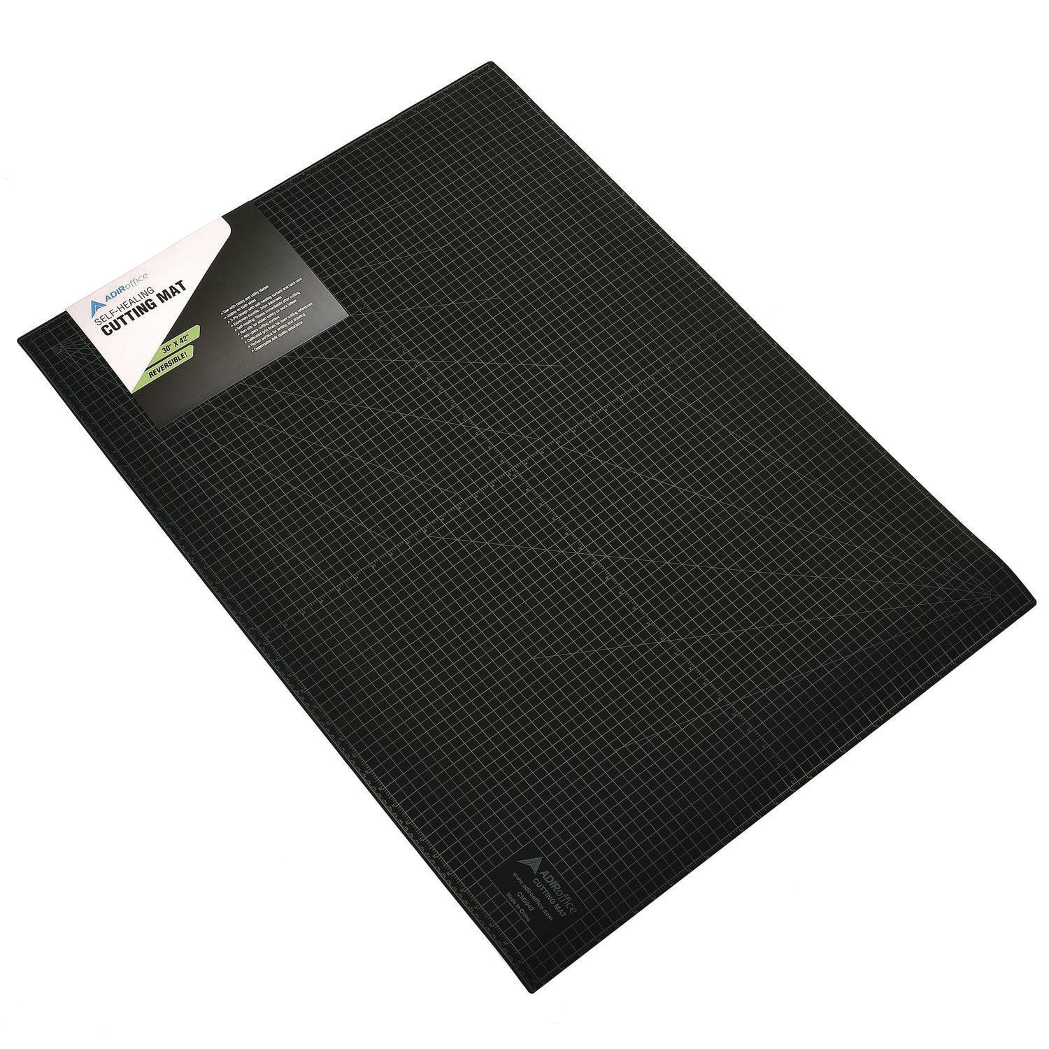 Reversible Self Healing Cutting Mat, 1" Grid with Guide Angles, 30" x 42", Green/Black