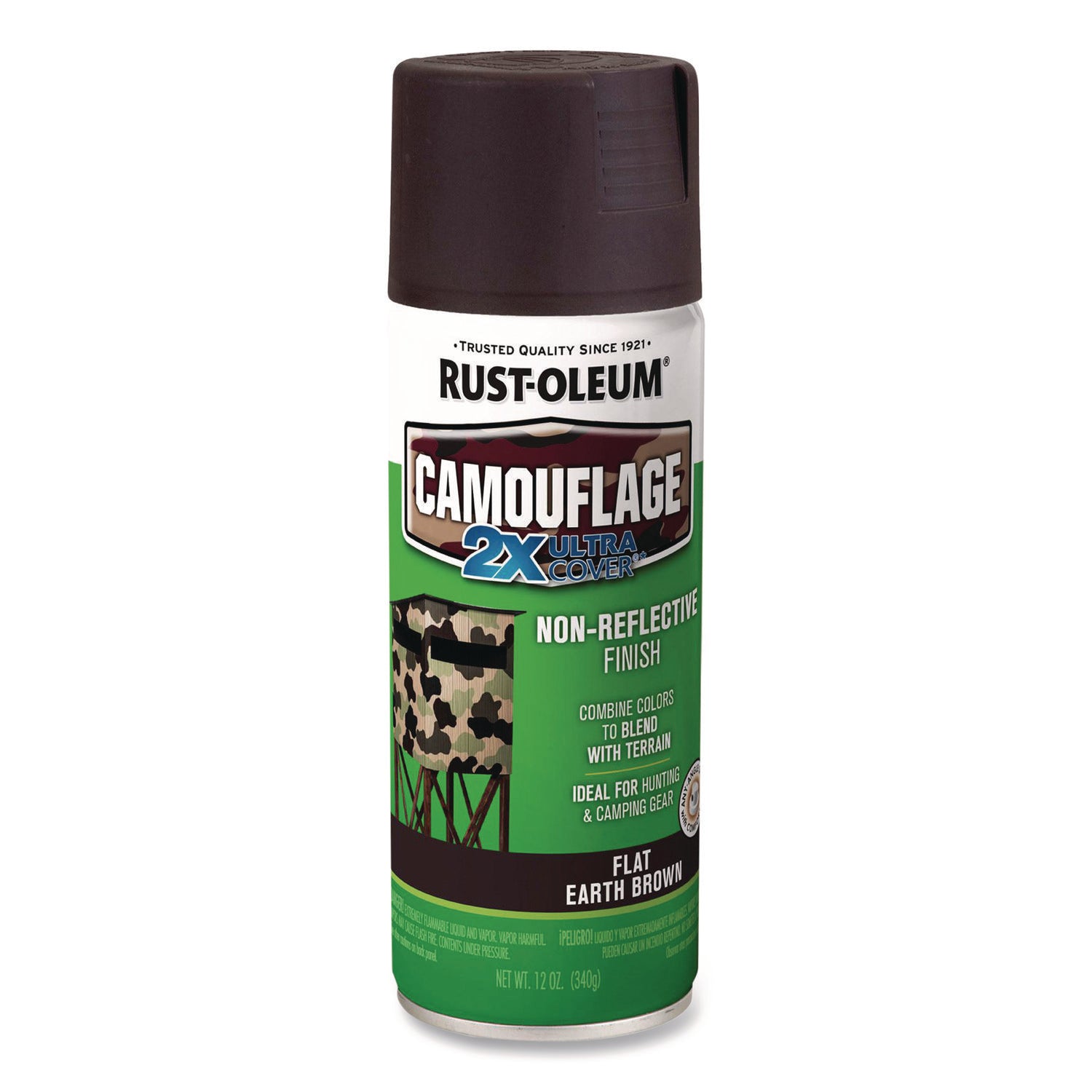 Camouflage Spray Paint, Flat Earth Brown, 12 oz Aerosol Can