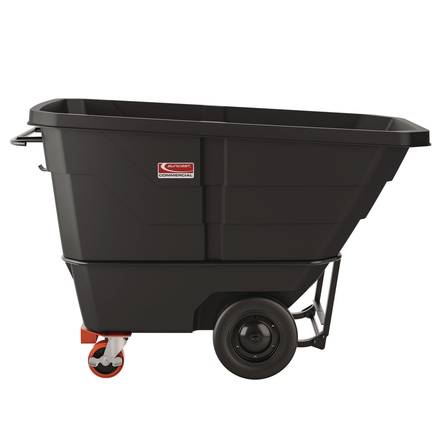 1 cu yd Heavy Duty Tilt Truck, Forkliftable Frame, 2,200 lb Capacity, Black/Red