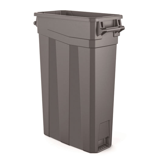 23 Gallon Resin Slim Trash Can, Plastic, Gray