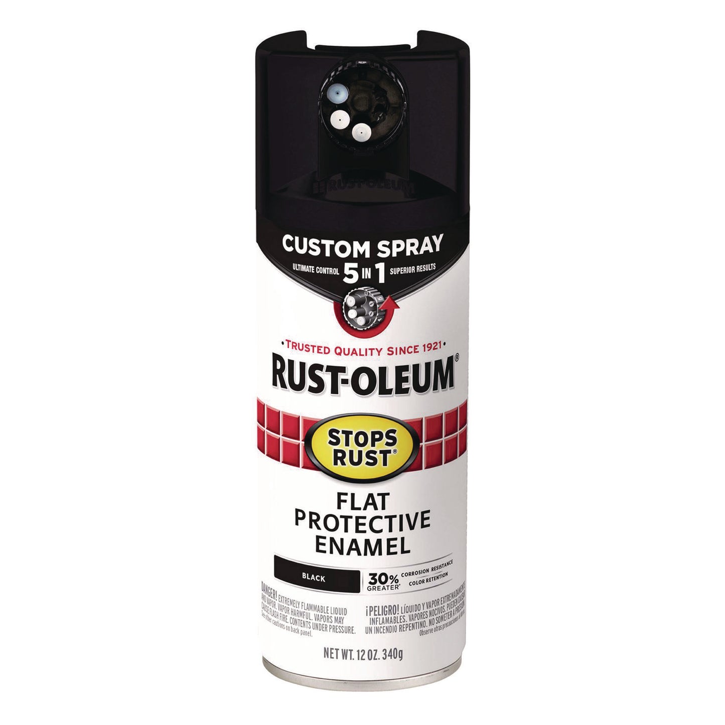 Stops Rust 5-in-1 Spray Paint, Flat Black, 12 oz Aerosol Can