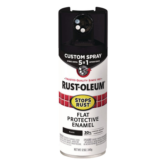 Stops Rust 5-in-1 Spray Paint, Flat Black, 12 oz Aerosol Can