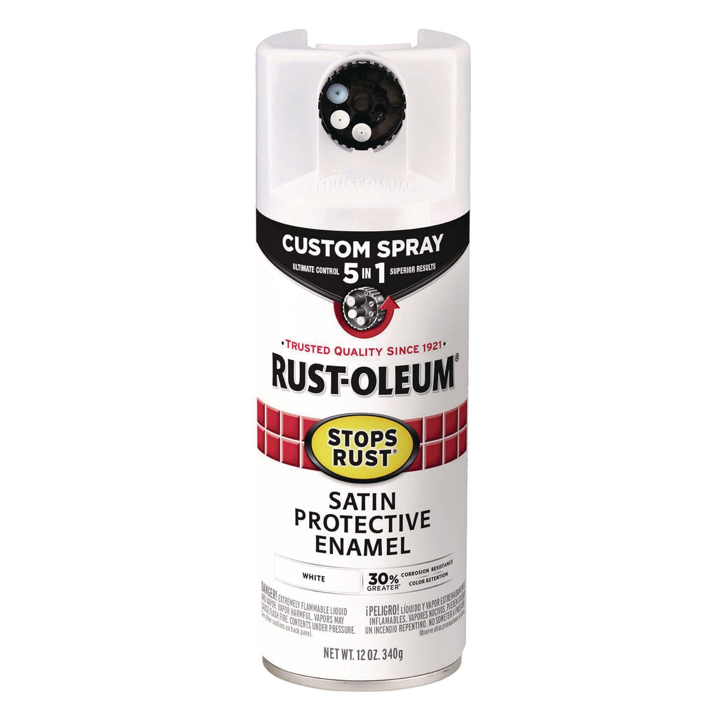 Stops Rust 5-in-1 Spray Paint, Satin White, 12 oz Aerosol Can