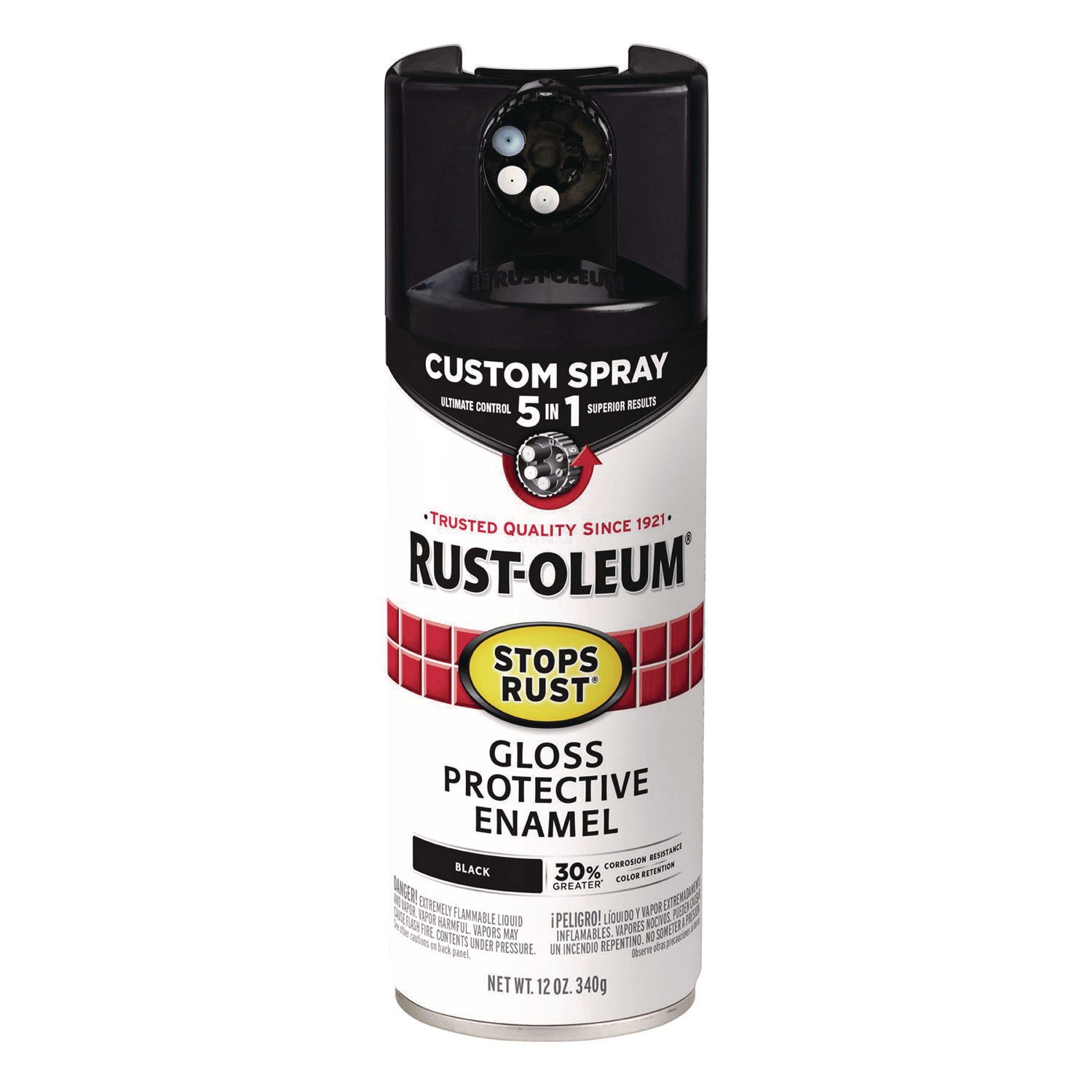 Stops Rust 5-in-1 Spray Paint, Gloss Black, 12 oz Aerosol Can