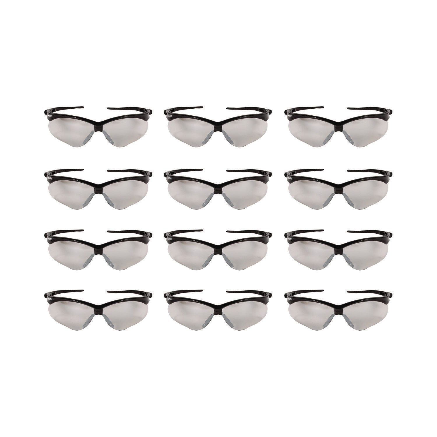 Nemesis Safety Glasses, Black Half Frame, Clear Dual I/O Lens