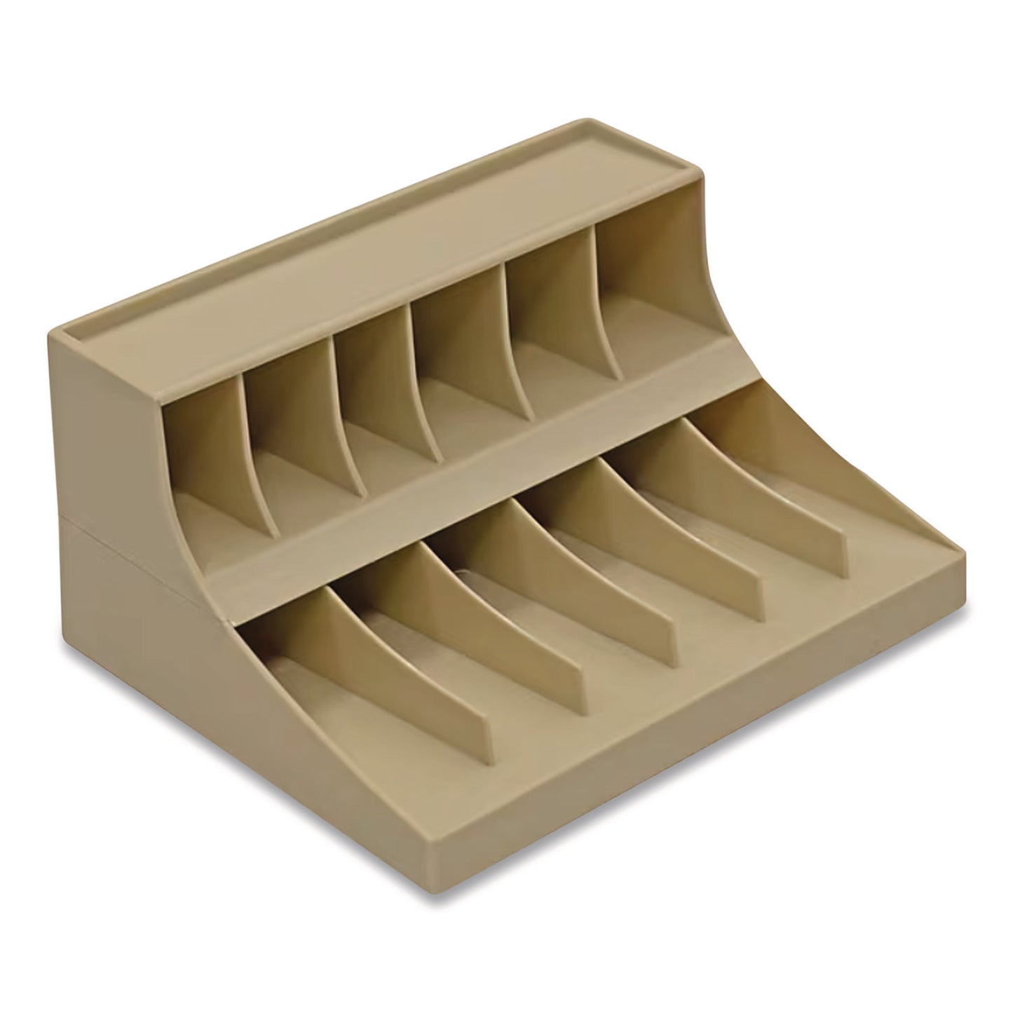 Coin Wrapper and Bill Strap Two-Tier Rack, 11 Compartments, 9.38" x 8.13" x 4.63", Pebble Beige