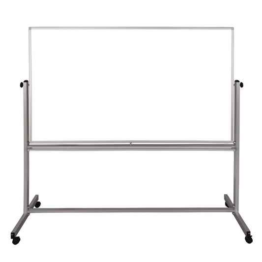 Mobile Magnetic Whiteboard, 72" x 40", White Surface, Silver Aluminum Frame