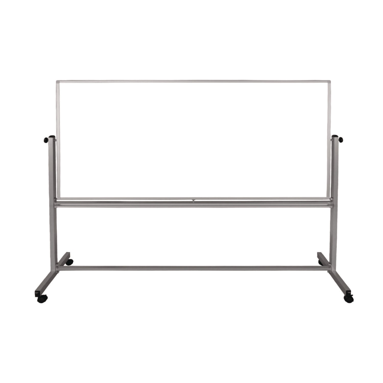 Mobile Magnetic Whiteboard, 96" x 40", White Surface, Silver Aluminum Frame