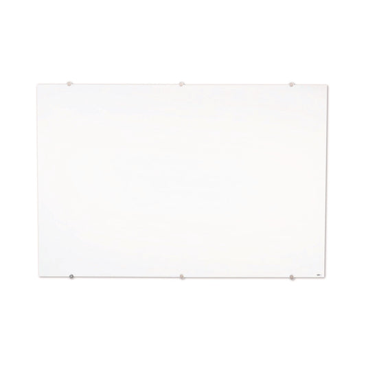 Magnetic Wall-Mounted Glass Board, 48" x 36", White Surface, Silver Aluminum Frame