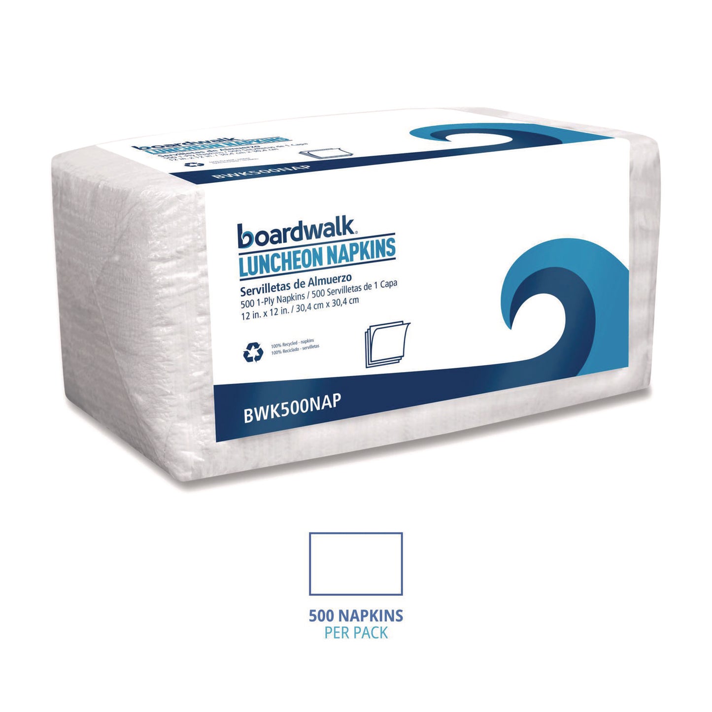 1/4-Fold Lunch Napkins, 1-Ply, 12 x 12, White, 500/Pack