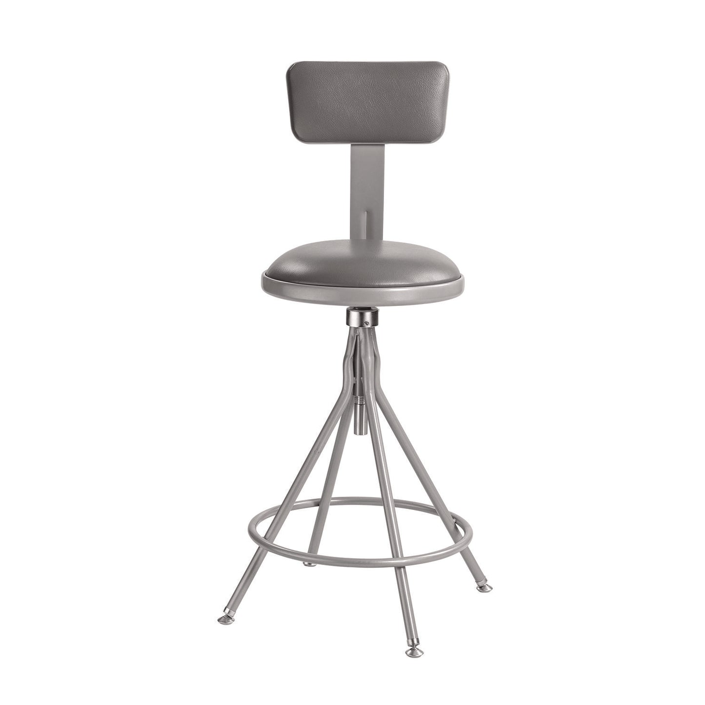 6500 Series Height Adj Heavy Duty Vinyl Swivel Stool with Backrest, Supports Up to 500 lb, 24" to 30" Seat Height, Gray