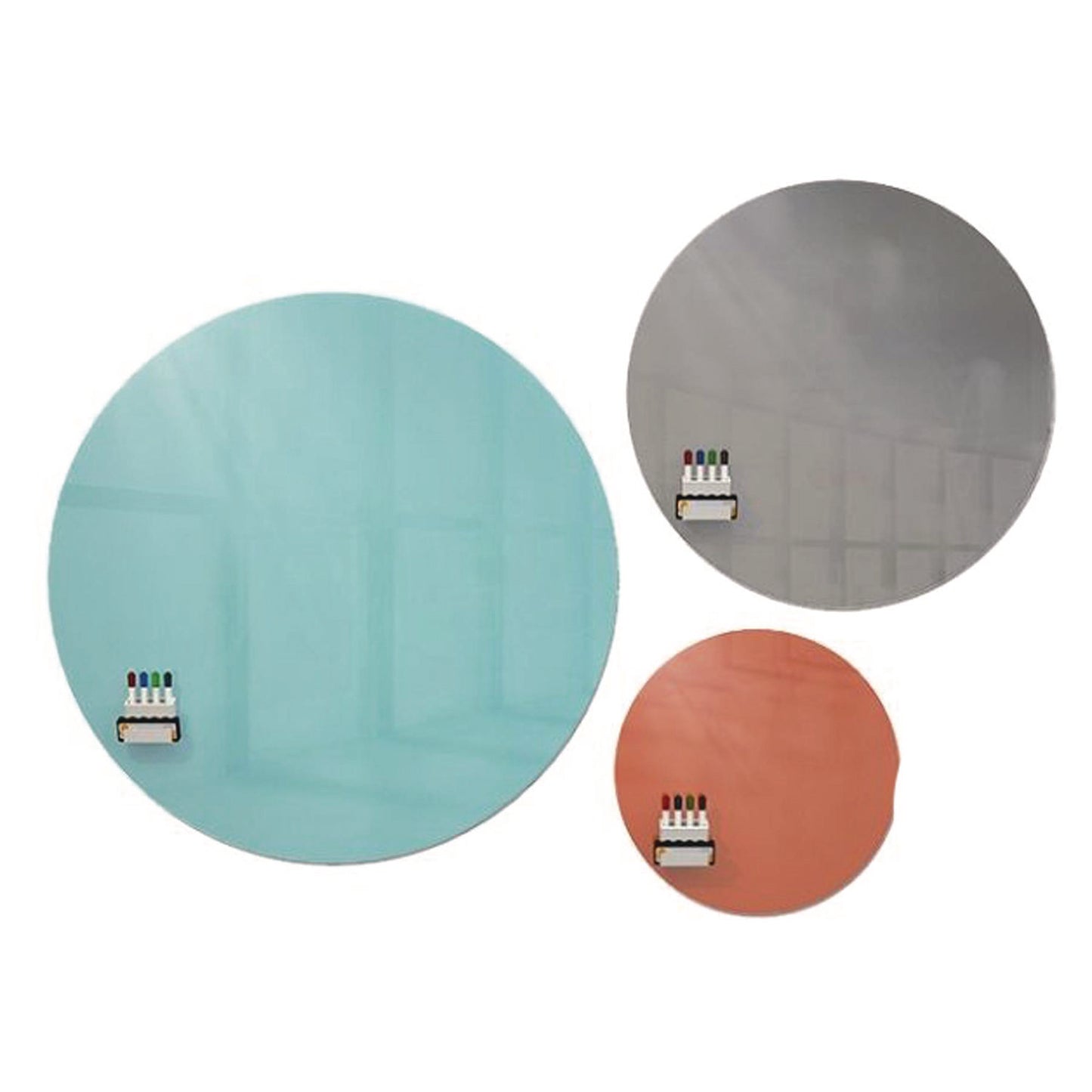 Coda Low Profile Circular Magnetic Glassboard, 24 x 24, Smoke Surface