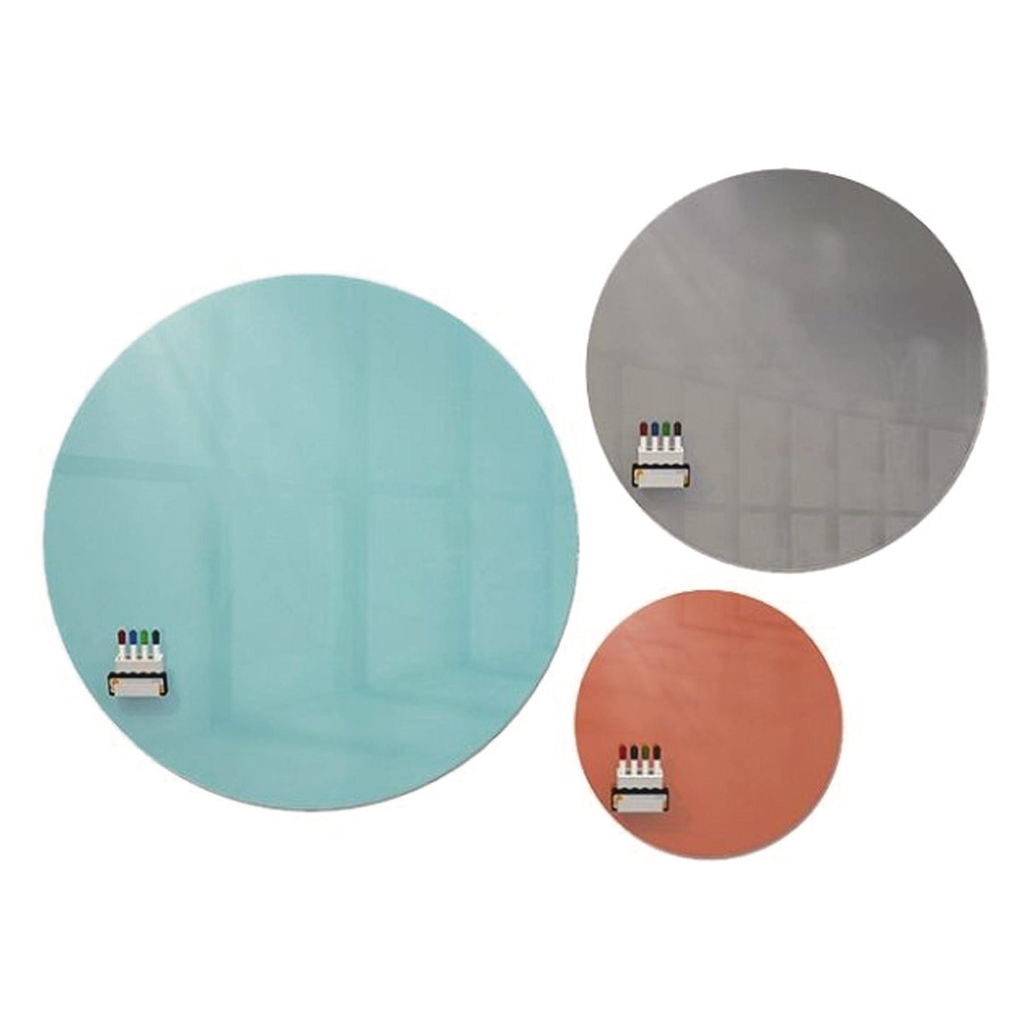 Coda Low Profile Circular Non-Magnetic Glassboard, 24 x 24, Smoke Surface