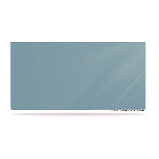 Aria Low-Profile Frameless Magnetic Glassboard, 48" x 36", Denim Blue Surface