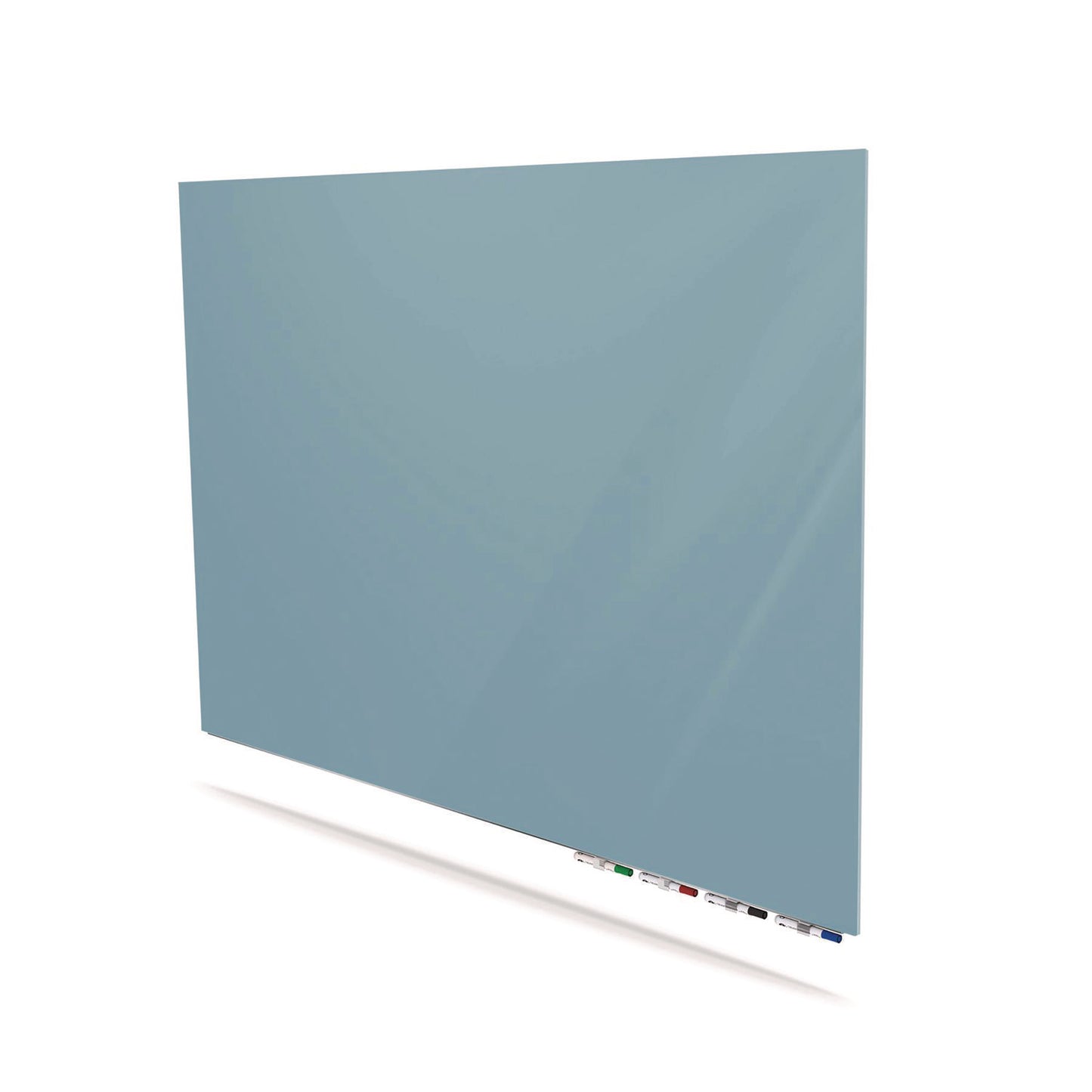Aria Low-Profile Frameless Magnetic Glassboard, 60" x 36", Denim Blue Surface