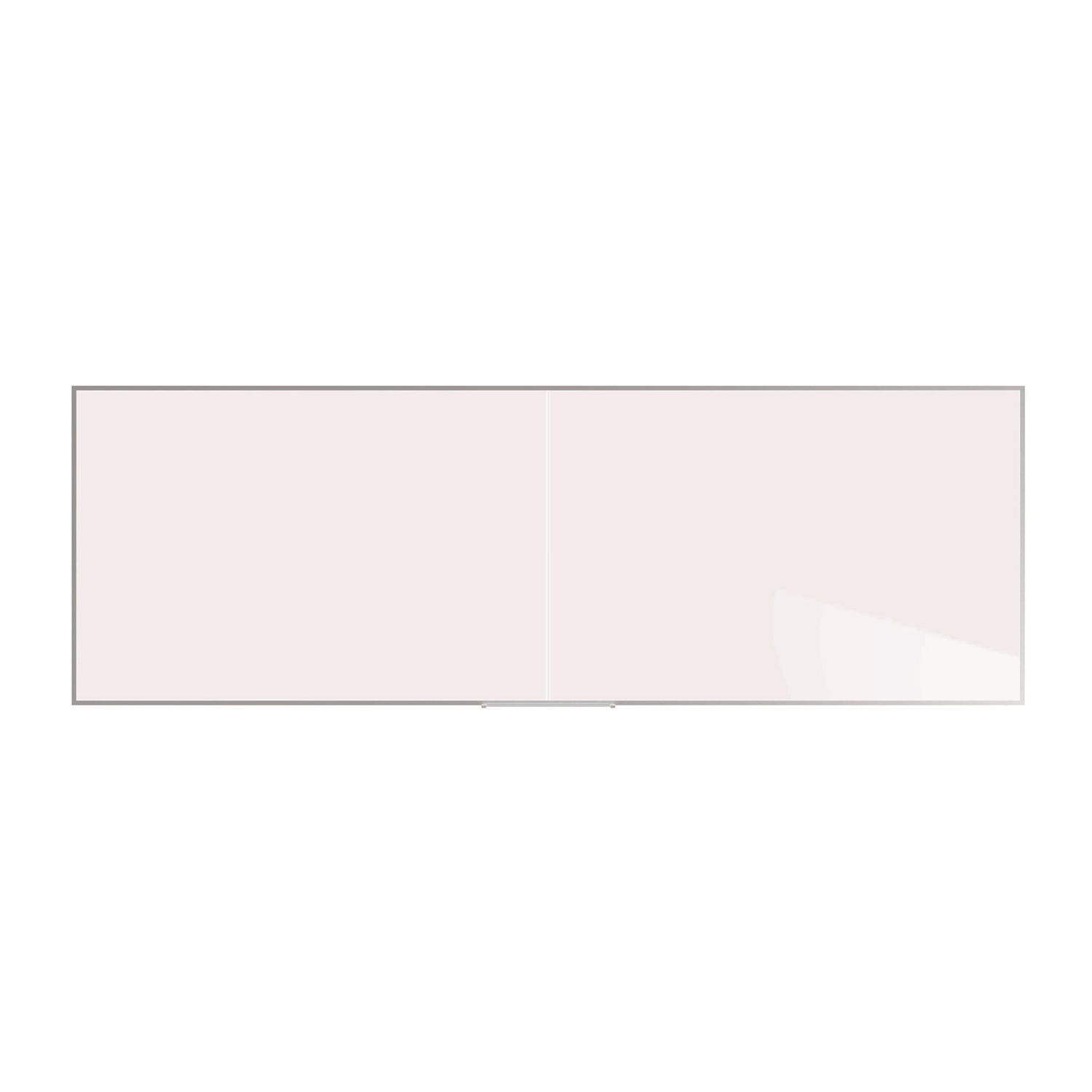 Two-Piece M2 Non-Magnetic Whiteboard with Aluminum Frame, 144.5" x 48.5", White Surface, Satin Aluminum Frame