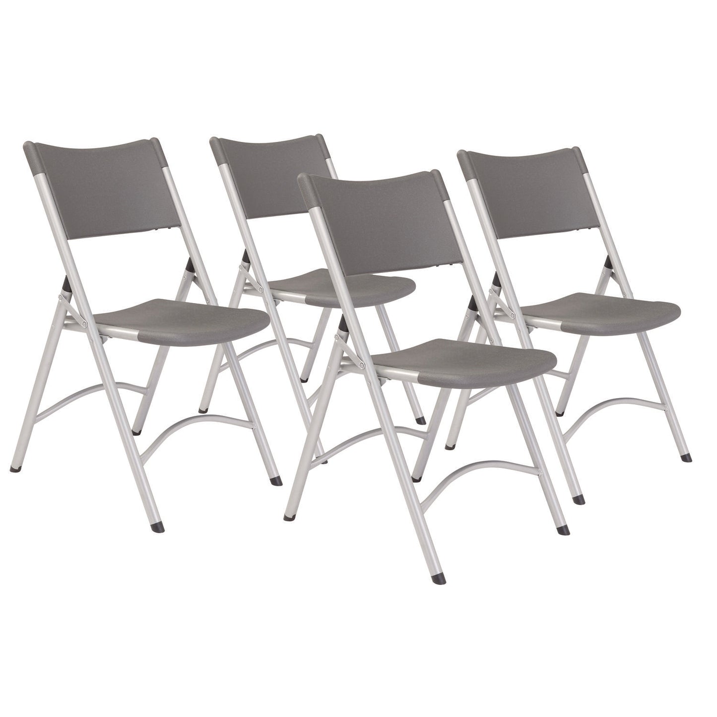 600 Series Heavy Duty Plastic Folding Chair, Supports Up to 500 lb, 18" Seat Height, Gray Seat/Back, Silver Base, 4/Carton